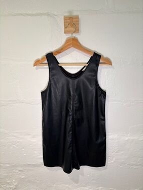H&M Black Faux Leather Sleeveless Dress